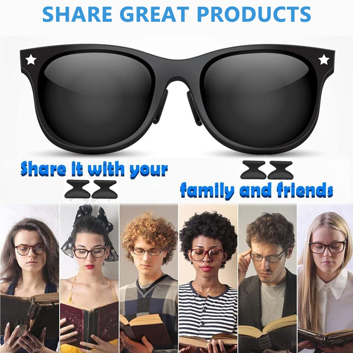 MAYCREATE 12 Pairs Eyeglass Nose Pads, Anti-Slip Silicone Glasses Nose Support Pads Replacement, Anti-Slip Air Chamber Nose Pads for Full Plastic Frames