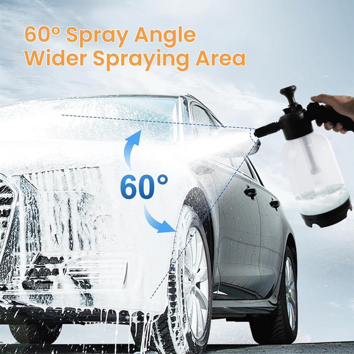 STHIRA 2L Foam Sprayer High Pressure Foam Sprayer for Car Washing Soap Sprayer with 2 Nozzles Large Spray Coverage Car Washing Soap Foam Water Sprayer for Home Cleaning, Car Washing, Watering