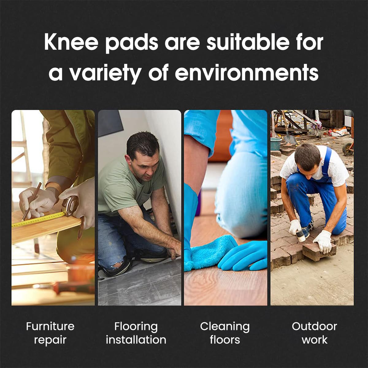 Serplex 2 Pair EVA Knee Pads Wear-resistance Thicken EVA Foam Knee Protective Guards for Work, Gardening, Construction Anti-Slip Soft Knee Protector with Adjustable Hook and Loop Straps