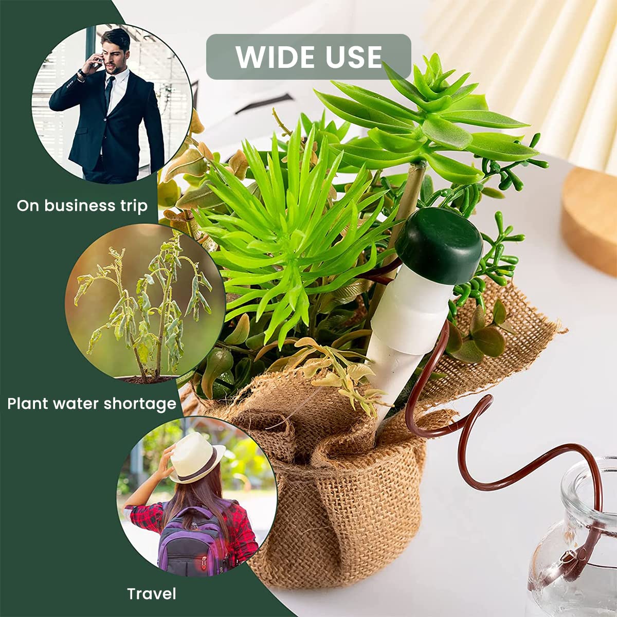 HASTHIP 4Pcs Drip Irrigation Kit for Pots Plant, Ceramics Plant Watering Device, Automatic Watering Gadget for Garden Home Office Travel Vacation
