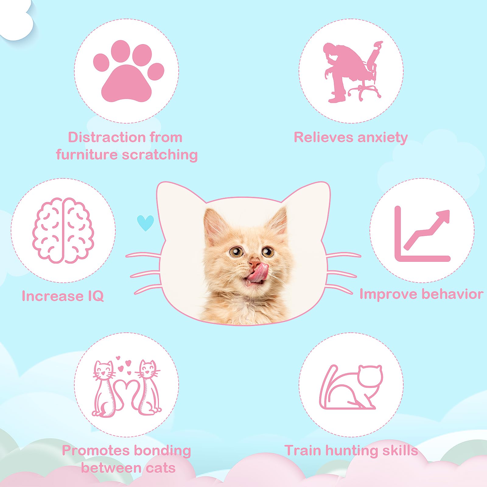 Qpets Cat Feather Collar Cat Teasing Feather Collar Adjustable Rubber Cat Collar Flexible Teasing Feather Toy Self-Entertainment Cat Toy