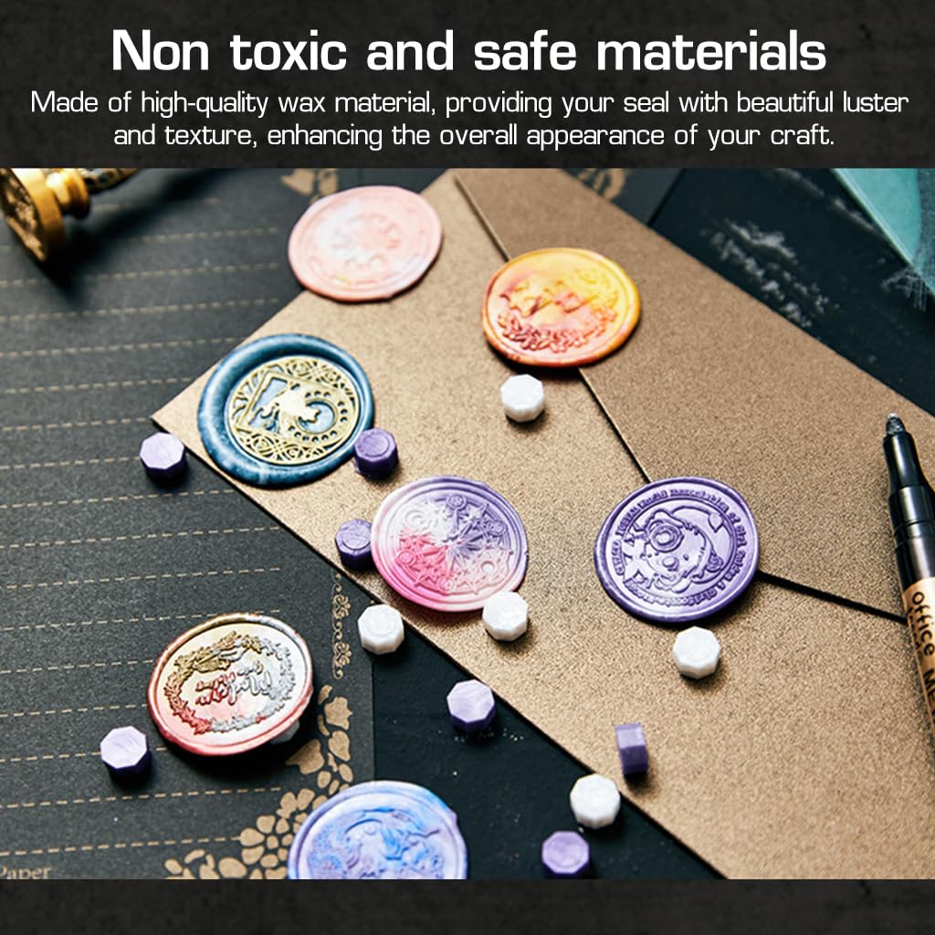 HASTHIP 200 Pieces Sealing Wax Beads Set, 10 Grids 10 Colors Seal Wax Pellets for Stamp Seals Invitations, Scrapbook, Eco Seal Wax Beads Kit with Plastic Box Colors Seal Wax Pellets