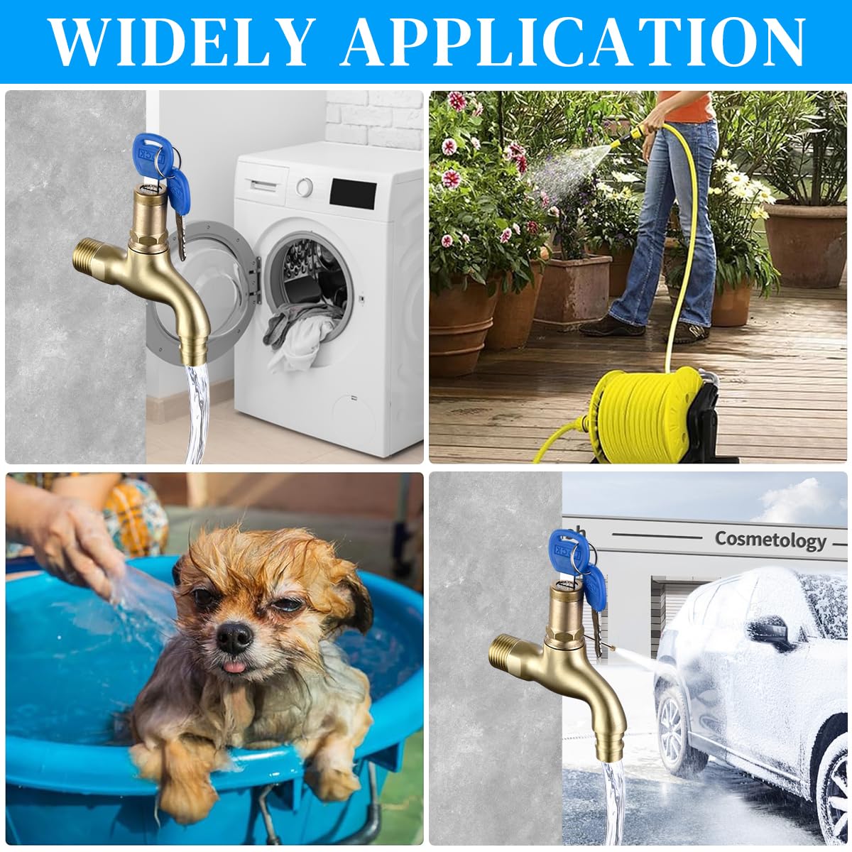 HASTHIP Safety Water Faucet with 2 Keys Heavy Duty Brass Faucet Key Lock Faucet Key-Operated Faucet for Public Facilities, Prevent Unauthorized Use, Universal Key Lock Faucet