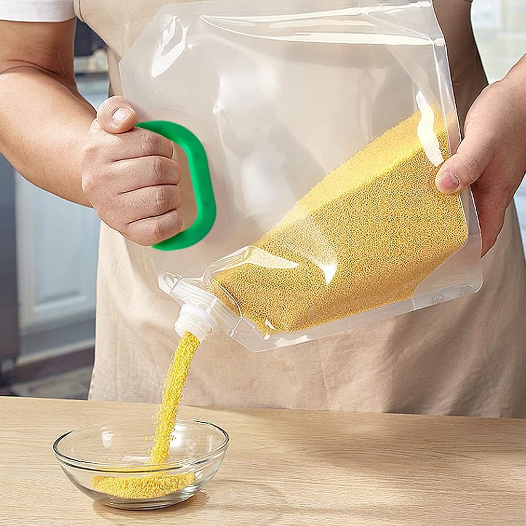 HASTHIP 5PACK Cereal Rice Storage Bag, 1.5L Cereal Containers Storage, Miscellaneous Grain Storage Sealed Bag with Lids Moisture Sealed Bag Clear Ziplock Bags Reusable Kitchen Organization