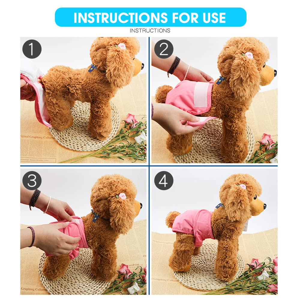 Qpets Diaper for Dogs Female, 2 Pack Pet Use Soft Reusable Female Dog Diapers, 160ml Water Absorbption Comfort Reusable Doggy Diapers for Female Dogs & Puppy(L, Recommended Waist 19''-27'')