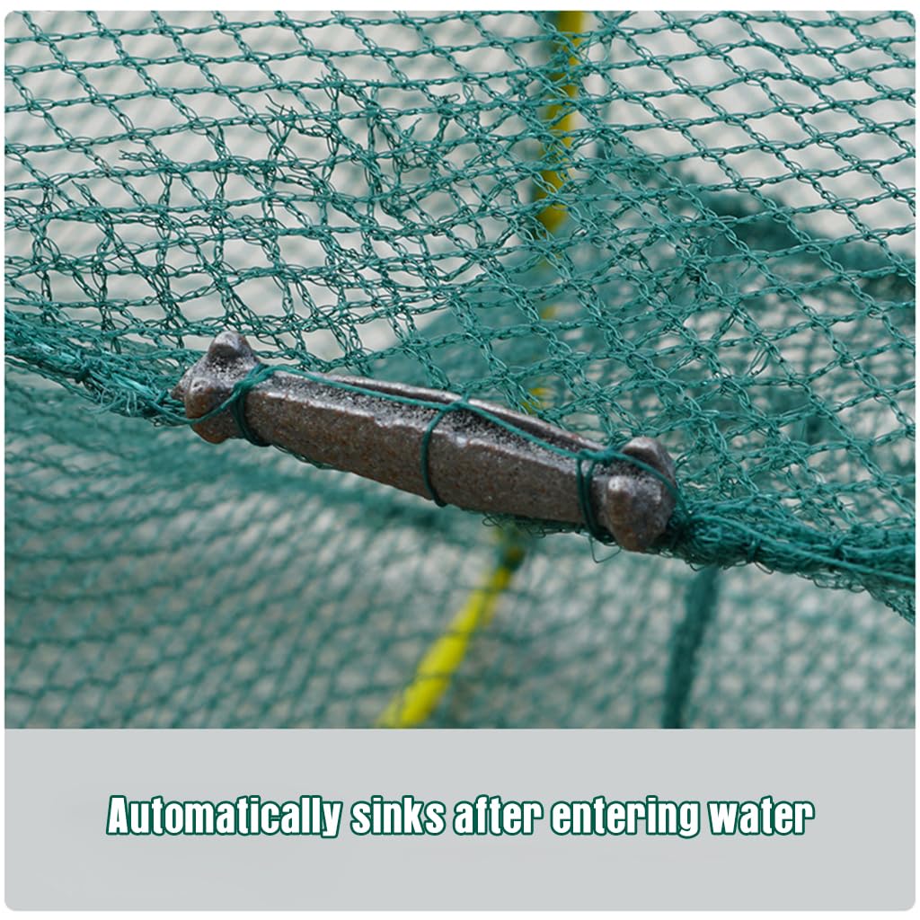 Proberos 2.7m Foldable Fishing Net, Fish Net for Catching, Portable Trap for Shrimp Lobster Crayfish Crab Baits, Minnow Trap
