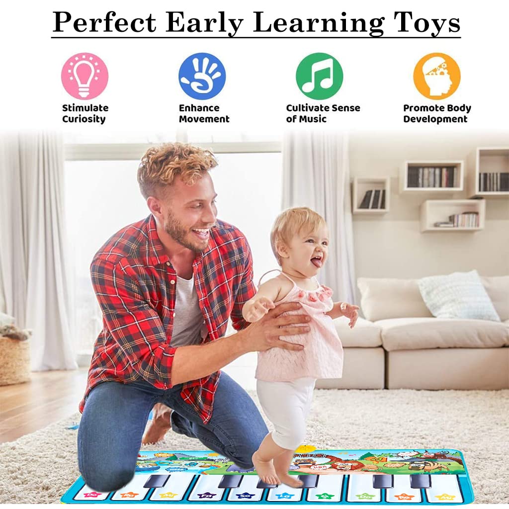 PATPAT Musical Mat for Kids,Large Size Musical Mat Piano Keyboard Play Mat Floor Music Mat for Toddlers, Early Educational Toys Musical Toys Gift Kids Toys for Boys Girls 3+ Year (59x24inch)