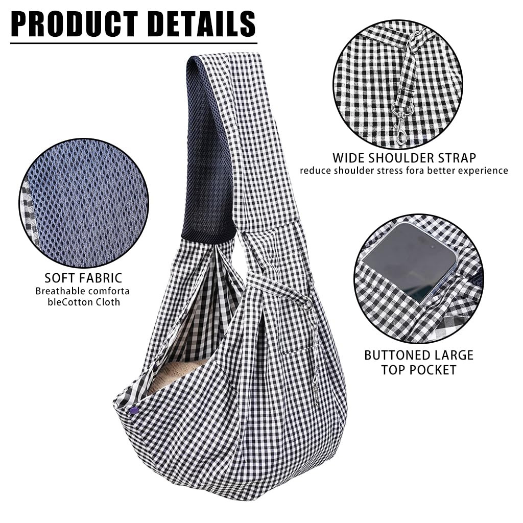 Qpets Small Dog Carrier Bag, Foldable Outdoor Cat Dog Backpack Sling Bag, Crossbody Pet Bag Adjustable Strap Dog Carrier Bag with Snap Button Shoulder Bag (Suitable for 7.5kg Below)
