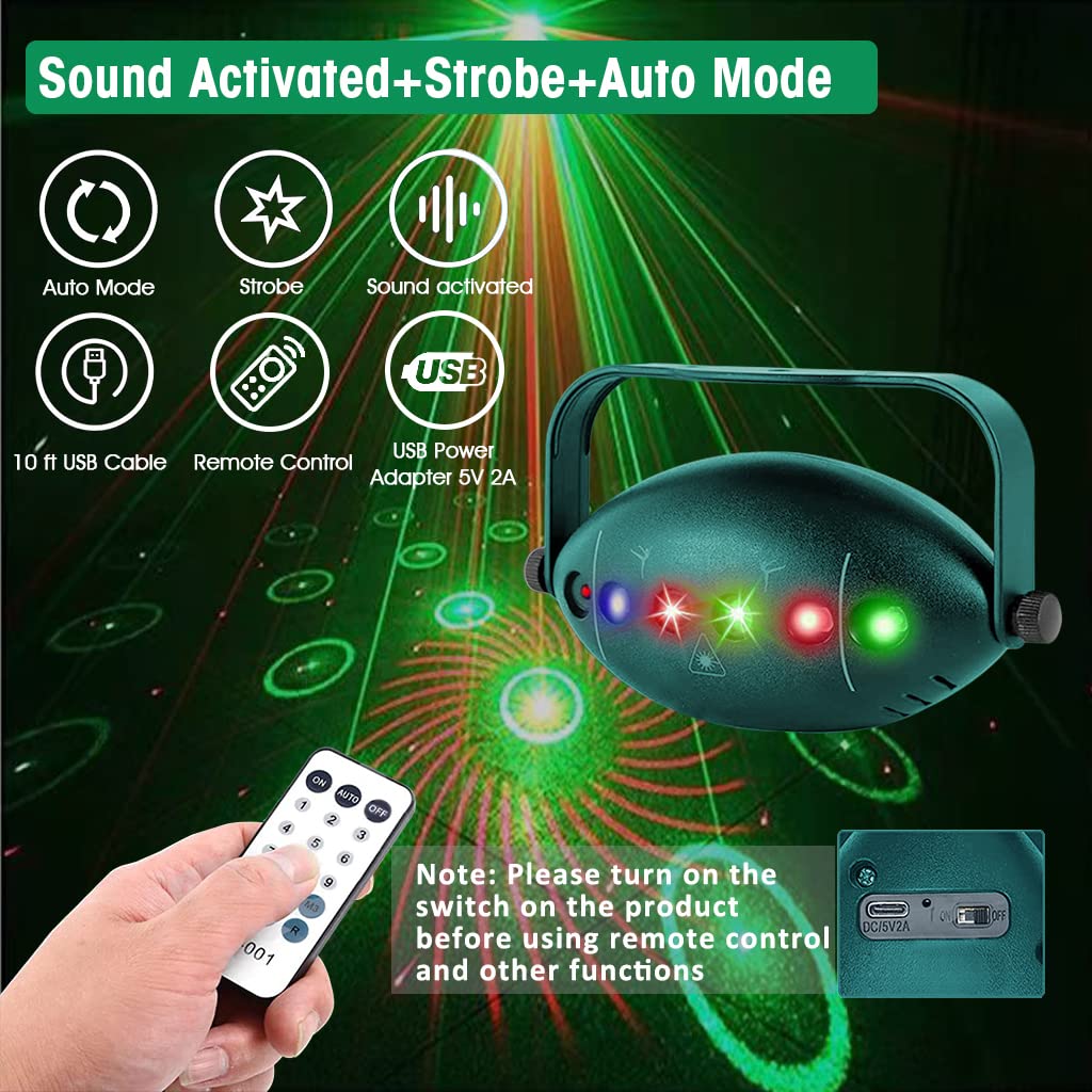 ELEPHANTBOAT Magic DJ Light Party Disco Light for Home Party with Laser Light Remote Control RGB Led Disco Ball with 72 Pattern 9 Color & Sound Active Modes Dancing Light for Room