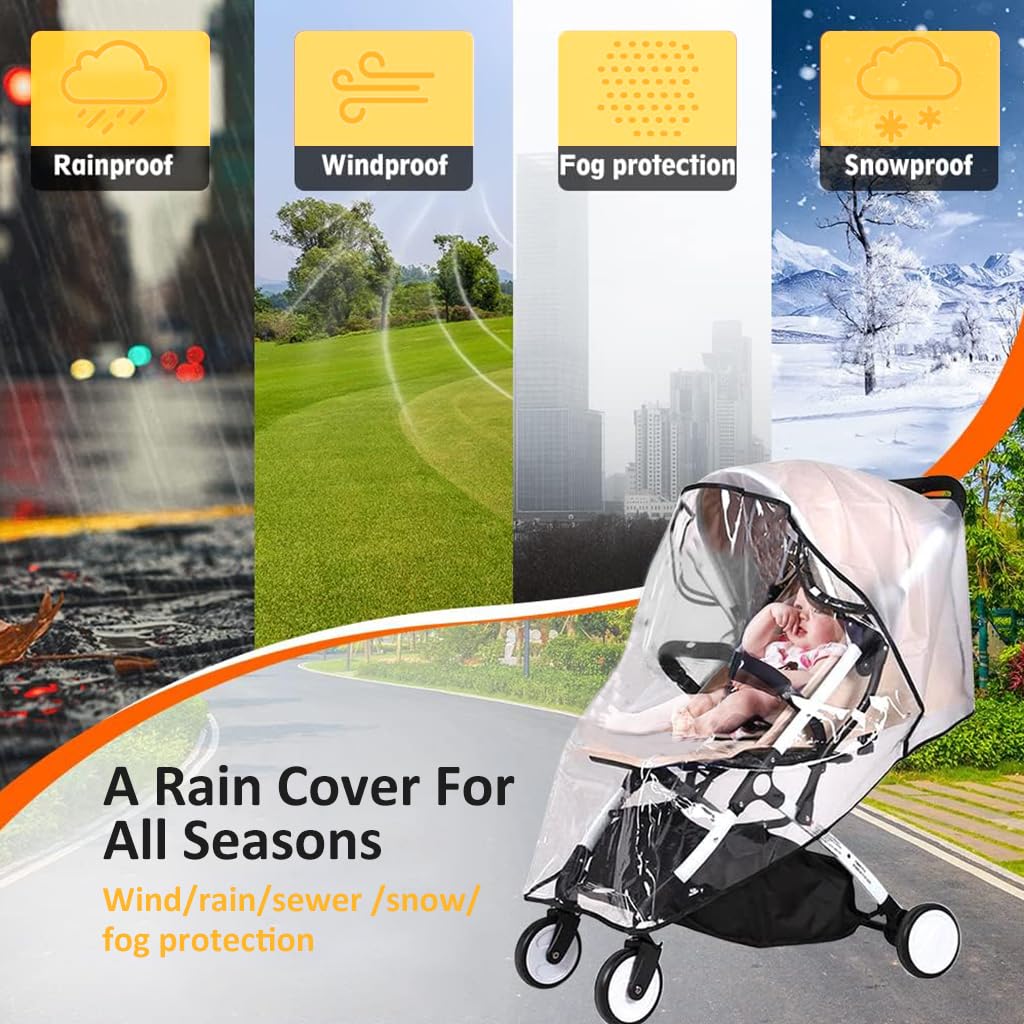 SNOWIE SOFT Baby Stroller Rain Cover Universal Waterproof Windproof Rainproof EVA Stroller Cover for Winter with Breathable Air Vent, Stroller Cover Protect from Sun Dust Snow, Stroller Accessories