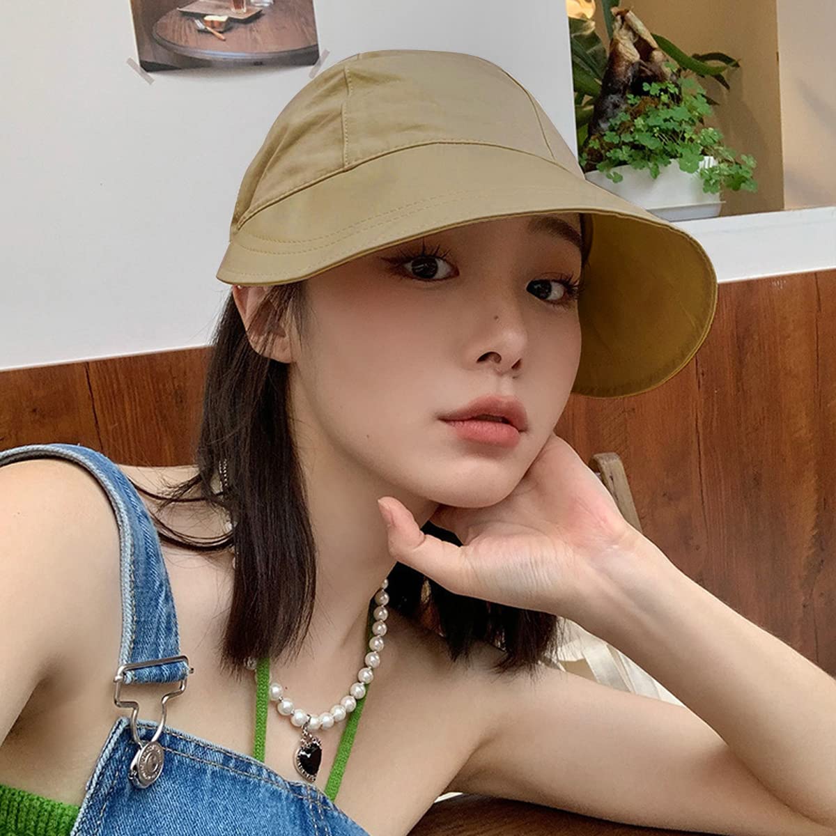 PALAY Bucket Hat for Women Sun Protection Wide Brim Beach Hat Sun Hats for Women, Fashion Lightweight Quick Dry Summer Cap - Adjustable Drawstring Closure, Khaki