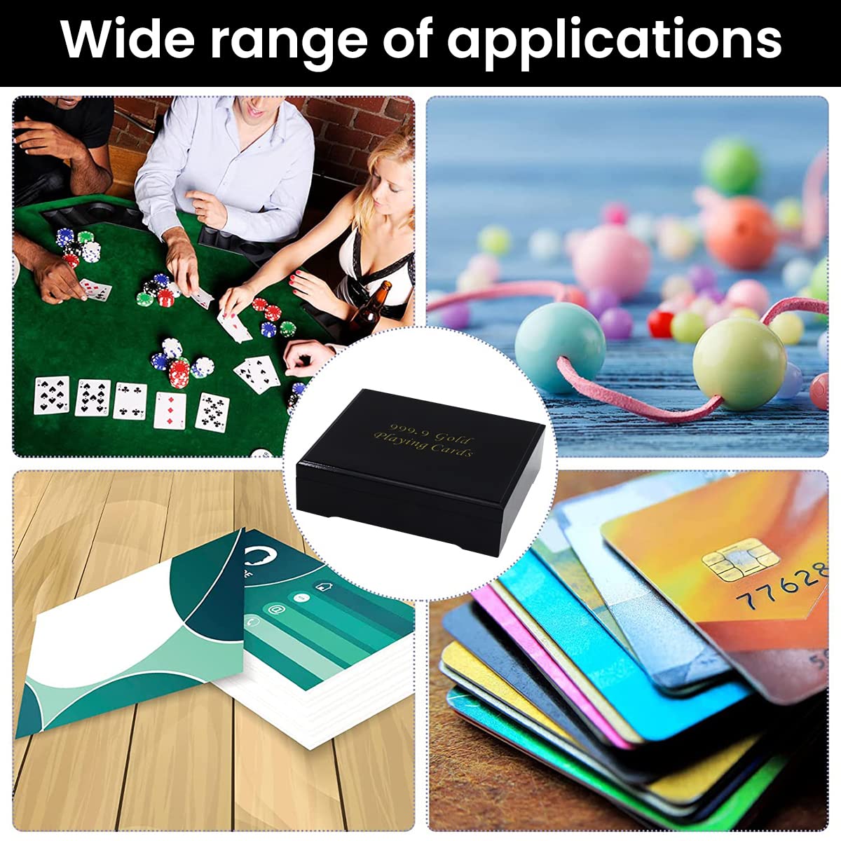 PATPAT Wooden Box Card Box Card Organizer Box Cards Deck for Poker Texas Game Palying Cards Poker Cards Storage Box, Black