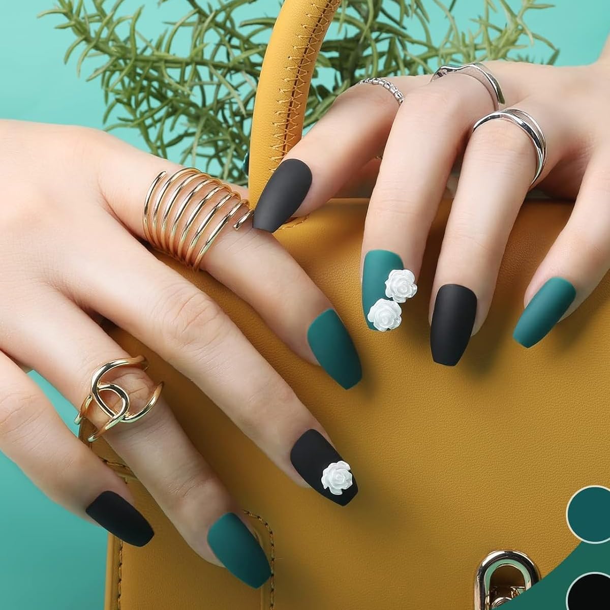 MAYCREATE 12 Colors Press on Nails Sets, Short Amond Press on Nails, Matte Acrylic Fake Nails Almond Glue On Nails Press On Fake Nails for Women Girls (Not include Glue)