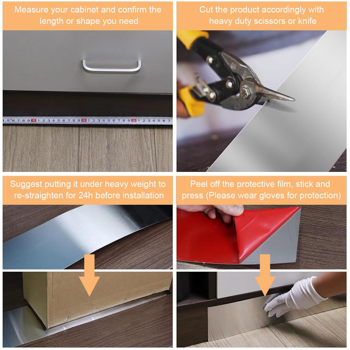 HASTHIP 9.8ft Silver Metal Trim Wall Strip, Stainless Steel Self Adhesive Peel and Stick Wall Trim Metalized Mirror-Like Finish for Wall Ceiling Floor Cabinet Tile Edge Moulding (10x300cm)