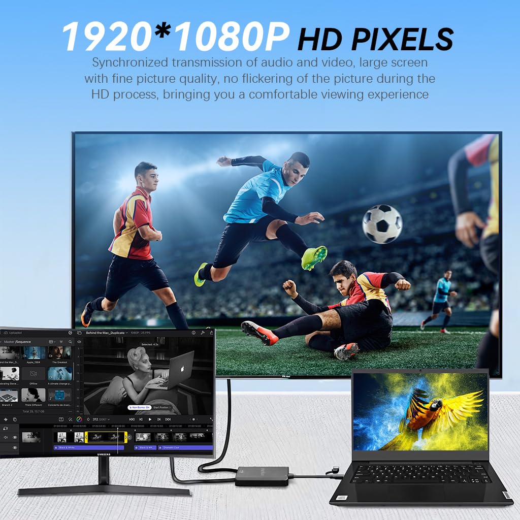 ZORBES 2 in 1 USB to HDMI Adapter Dual HDMI Adapter 1920x1080P@60Hz HD Pixel Converter USB 3.0 HD Video Connection Adapter Universal HDMI Adapte for Laptops, Monitor, Phone, Tablet