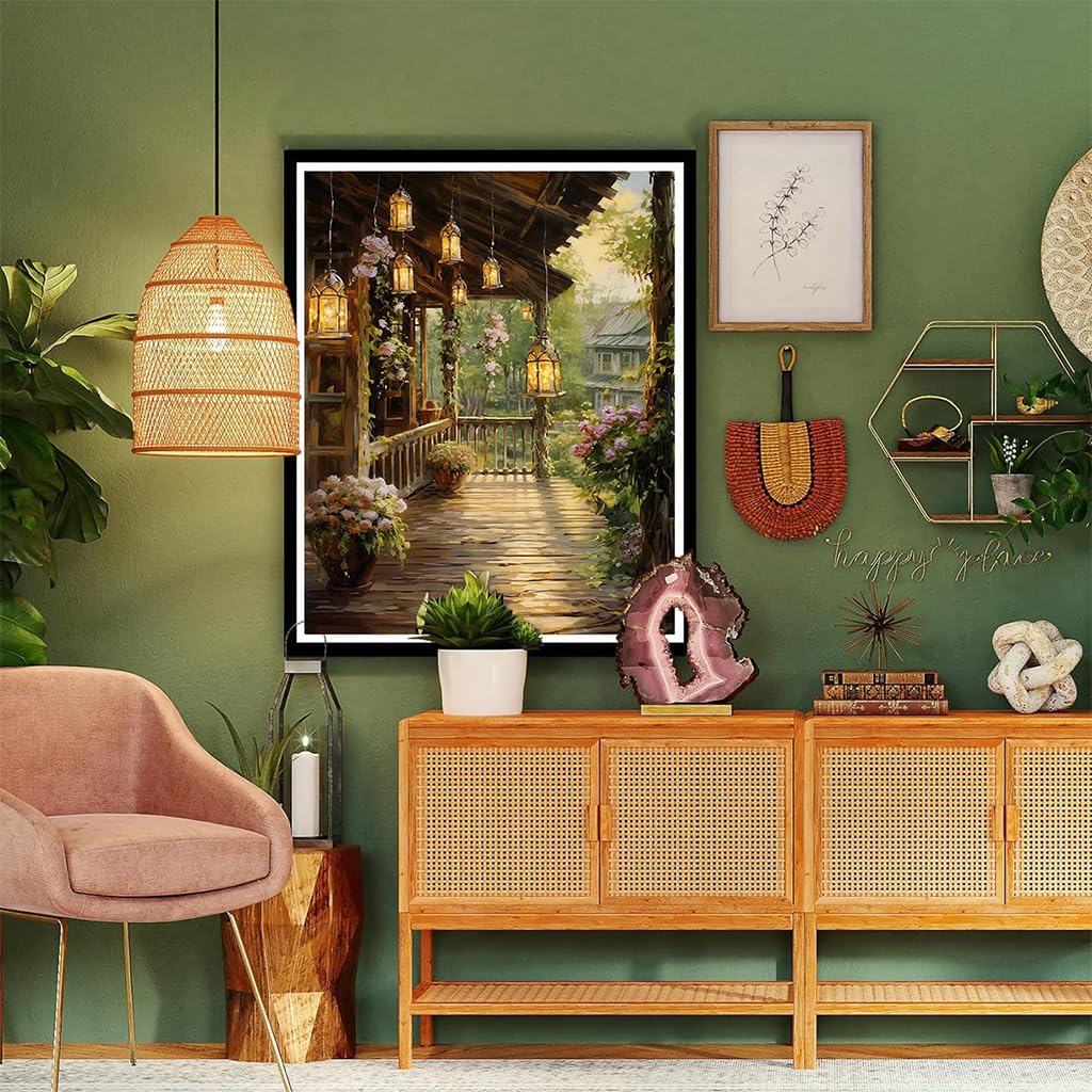 HASTHIP DIY Paint by Numbers Kit Countryside Hallway DIY Oil Paint Paint by Numbers Canvas Oil Paint Wall Decoration DIY Number Painting Natural Scenery Oil Paint Home Decoration, 40 x 50 cm