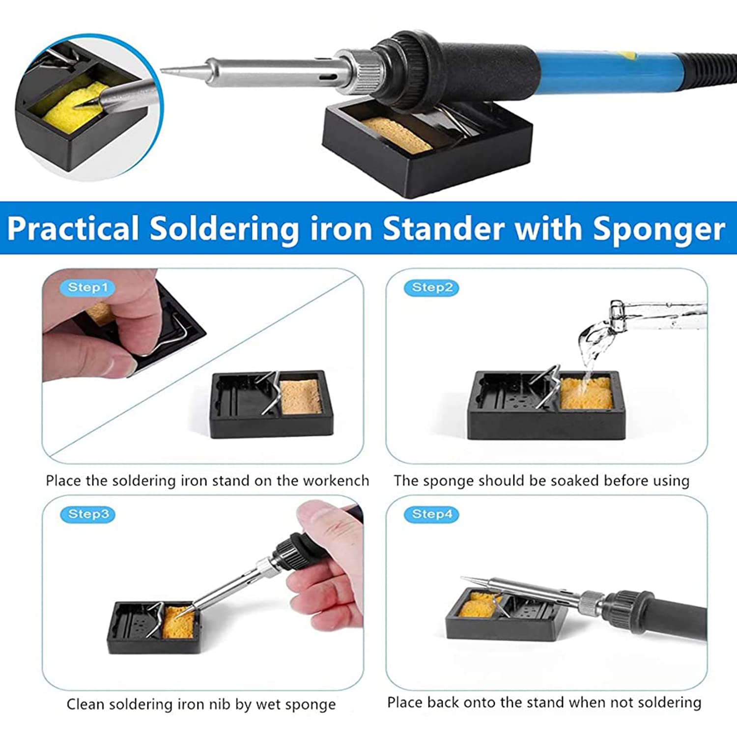 Serplex Corslet Soldering Tool Kit with Adjustable Temperature Welding Iron, 5 Tips, Desoldering Pump, 2 Tweezers, Tin Wire Tube, Stand and 6 Aid Tools (SOLDERING IRON KIT), Multicolour, Plastic, Steel