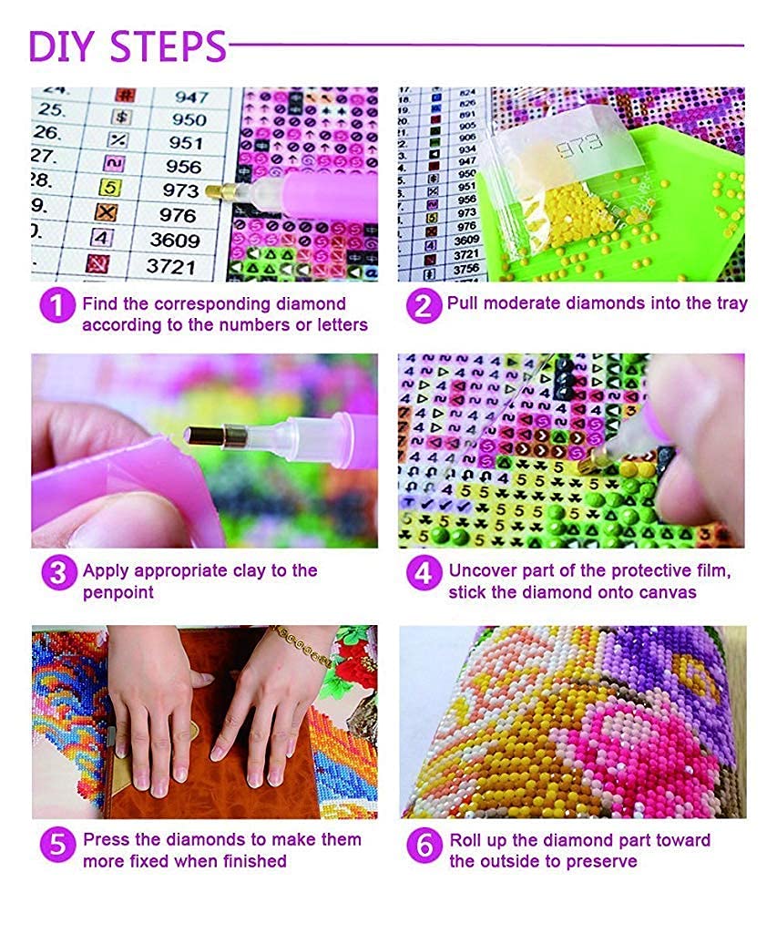 HASTHIP 5D Diamond Painting by Number Kit, 40 * 50cm Full Drill Diamond Painting Rhinestone Embroidery Pictures for Adults Kids Relaxation and Home Wall Decor (Multi-Color 1)
