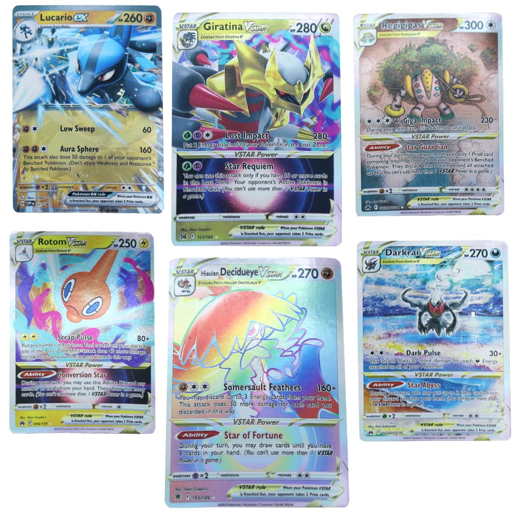 PATPAT Poke-mon Cards 100 Pcs Rainbow Poke-mon Cards Foil Game Card 85 VSTAR+New 15EX Color Foil Cards and Common/Rare Mystery Cards with Box, Poke-mon Toys Gifts for Boys Poke-mon Fans Unofficial