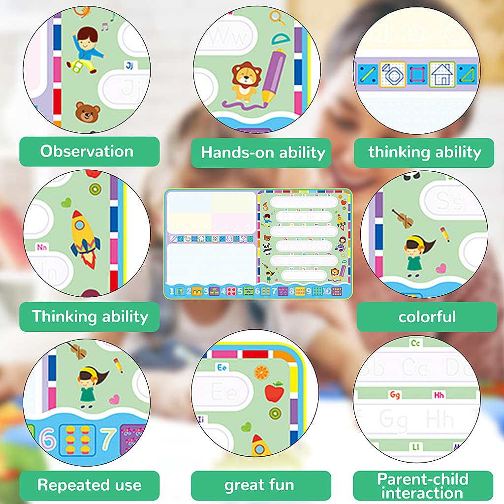 PATPAT Water Doodle Mat - Aqua Doodle, Toddler Aqua Drawing Activity, Large Mat 120 x 70cm, No Mess Art Water Coloring Drawing Pad Games Educational Toys for Boys & Girls Age 2-13 Year Old