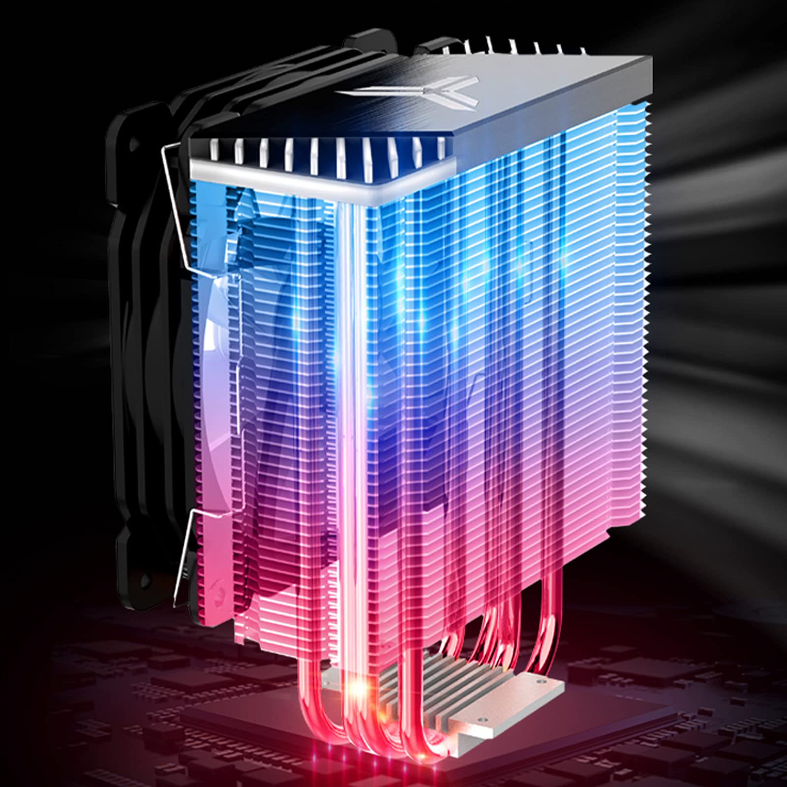Verilux 2300 rpm RGB CPU Air Cooler with PWM 4 Pin,4 Copper Heat Conduction Pipes,92mm Cooler Fan for AMD Ryzen & Intel LGA 1700 115X