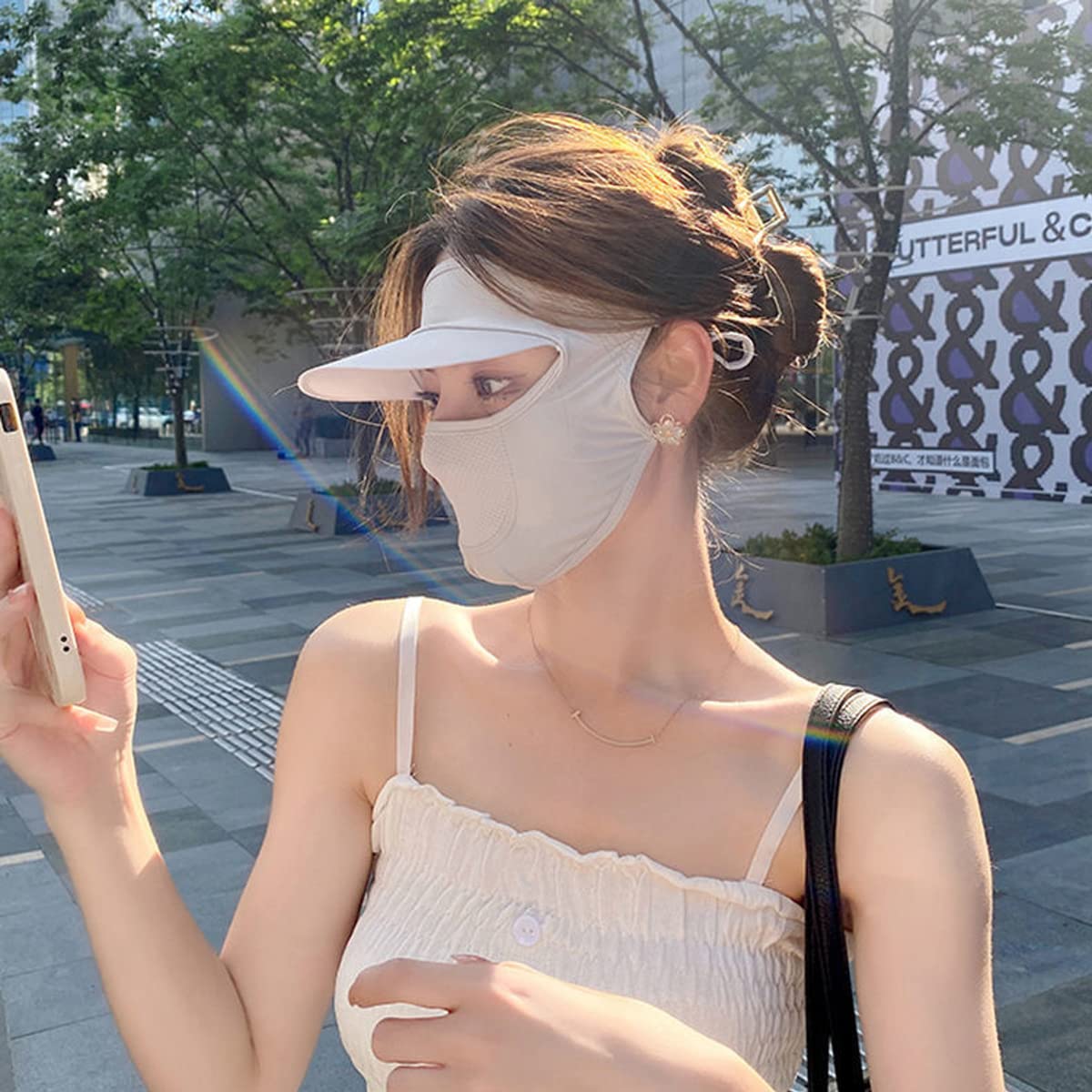 PALAY Sun Hat for Women with Face Mask, Breathable Face Cover for Women Sun Protection Cap, Adjustable Silky Cooling Sun Visor for Bike, Fishing, Cycling - All Season Use (UPF 50+, Grey, Washable)