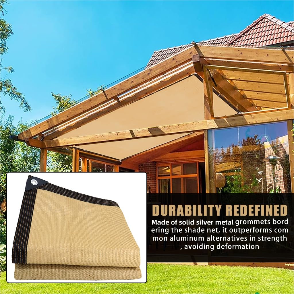 HASTHIP 3*3M Sunshade Net for Garden, Balcony, Roof, Camping, RV Travel, Picnic, Durable HDPE Green Net, Sunblock Shade for UV Protection