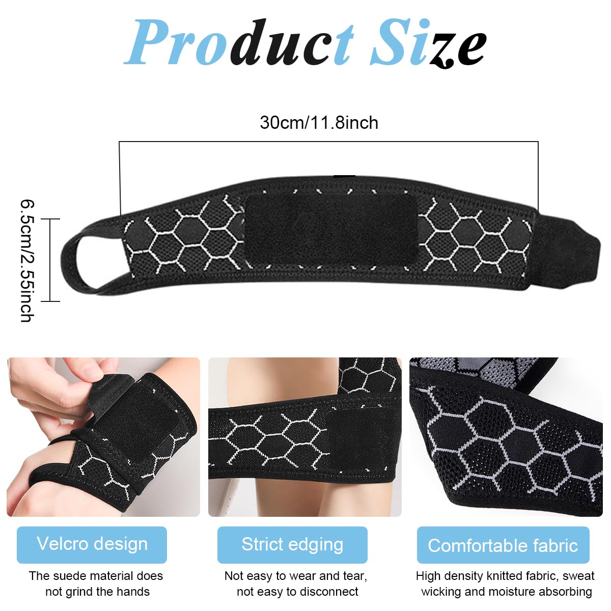HANNEA 1PC Wrist Brace for Carpal Tunnel, Adjustable Support Strap bands, Weightlifting, Fitness, Tendonitis, Arthritis, Joint Pain Relief, Wrist Tendonitis, Fit for Right & Left Hand, Black