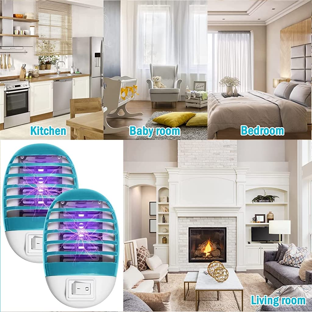HASTHIP 4pcs UV Mosquito Killer Lamp, Wall Outlet Plug and Play with Switch Indoor Mosquito Zapper for All Common Flies, Electronic Mosquito Killer for Bedroom, Kitchen