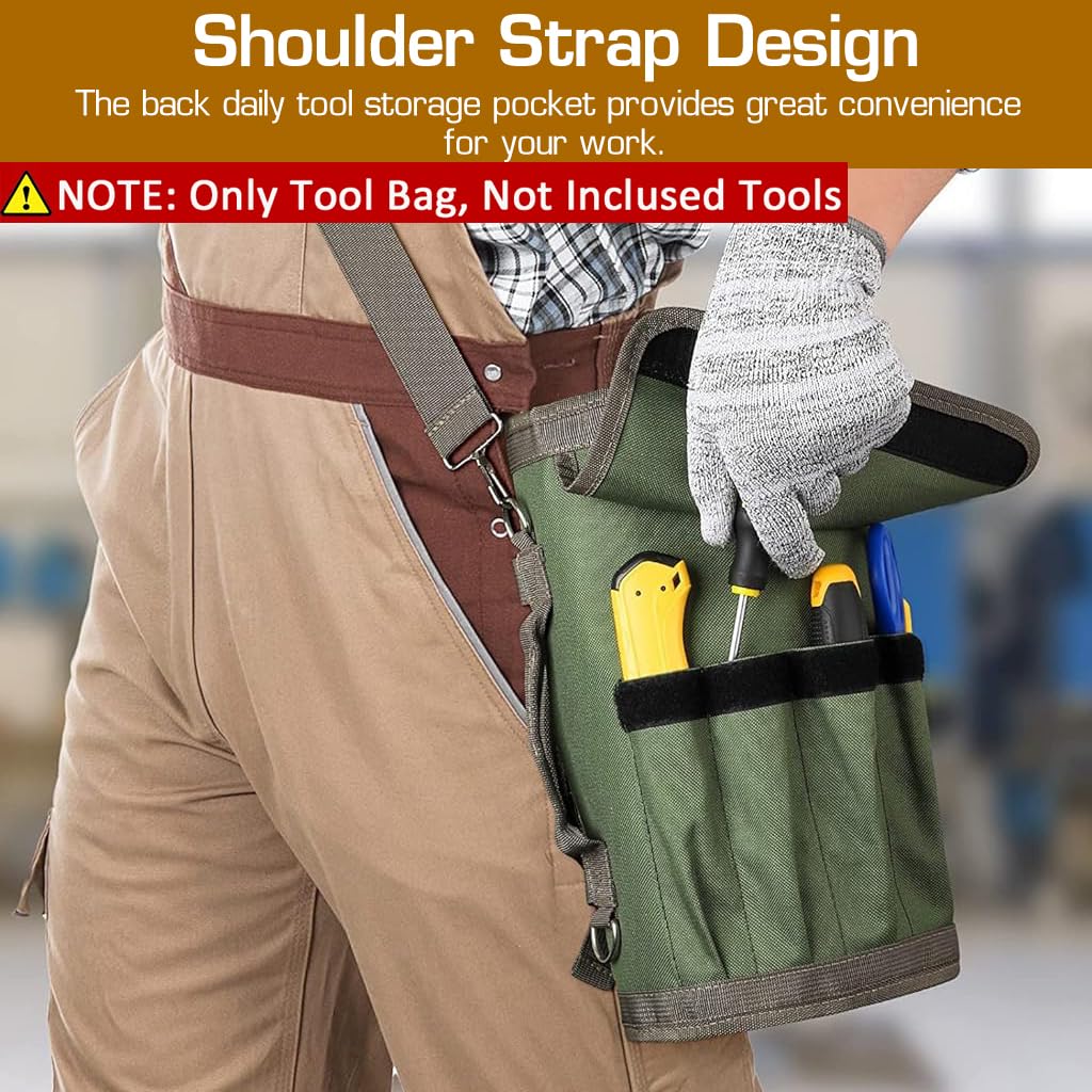 Serplex Tool Bag Tools Storage Bag Portable Roll Up Multi Compartment Tools Bag with Detachable Zipper Pouch, Tool Organizer Bag with Handle Tool Bag for Technicians, Mechanics(No Tools)