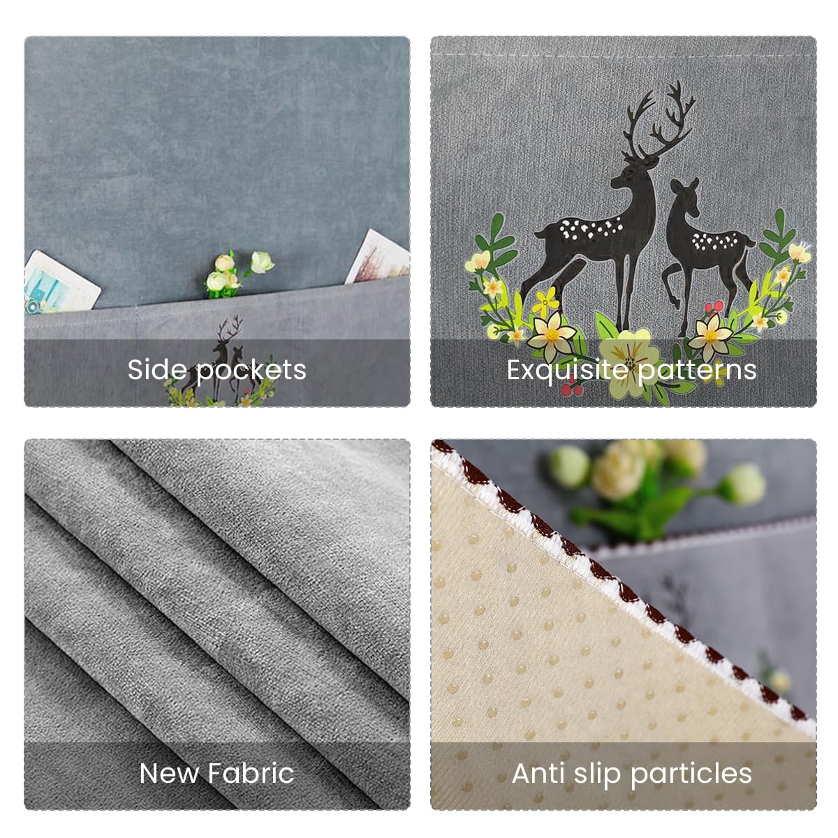 HASTHIP 1pcs Refrigerator Dust Proof Cover Fashion Print Top Cover for Refrigerator Chenille Plush Dust Cover with Pocket Kitchen Refrigerator Cover for Side-by-Side Refrigerator, 21.6 x55 inches