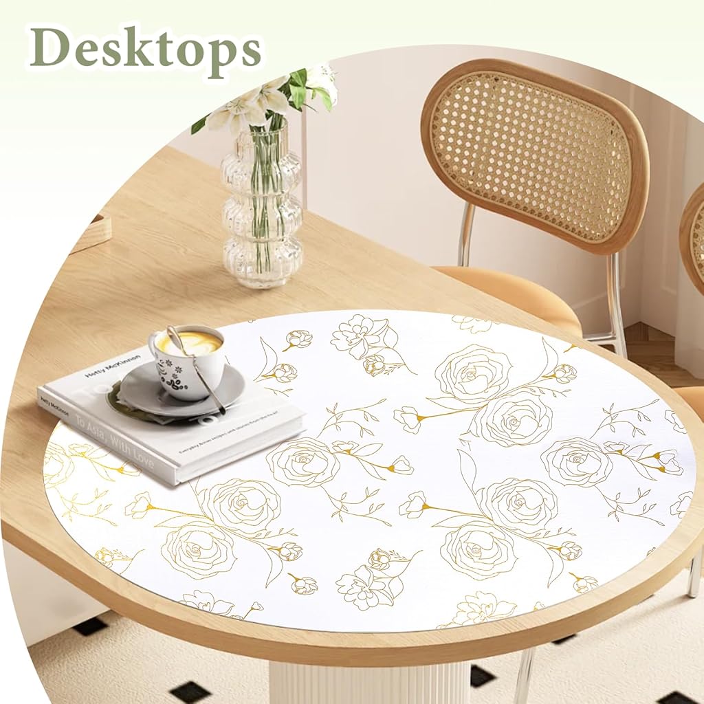 HASTHIP® 45cm x 300cm Non Adhesive Drawer Liner Gold Floral Thickened Shelf Liner Paper Strong Non-Slip Easy to Clean for Tool Box Refrigerator with Small (Random)