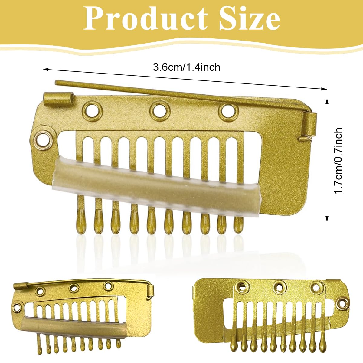 MAYCREATE 10Pcs Chunni Clips Dupatta Pins for Bride, Gold Wig Clip with Safety Pins, Strong Grip Invisible Clip for Hair Extensions, Stainless Steel Fixing Clips for Chunni, Shawl