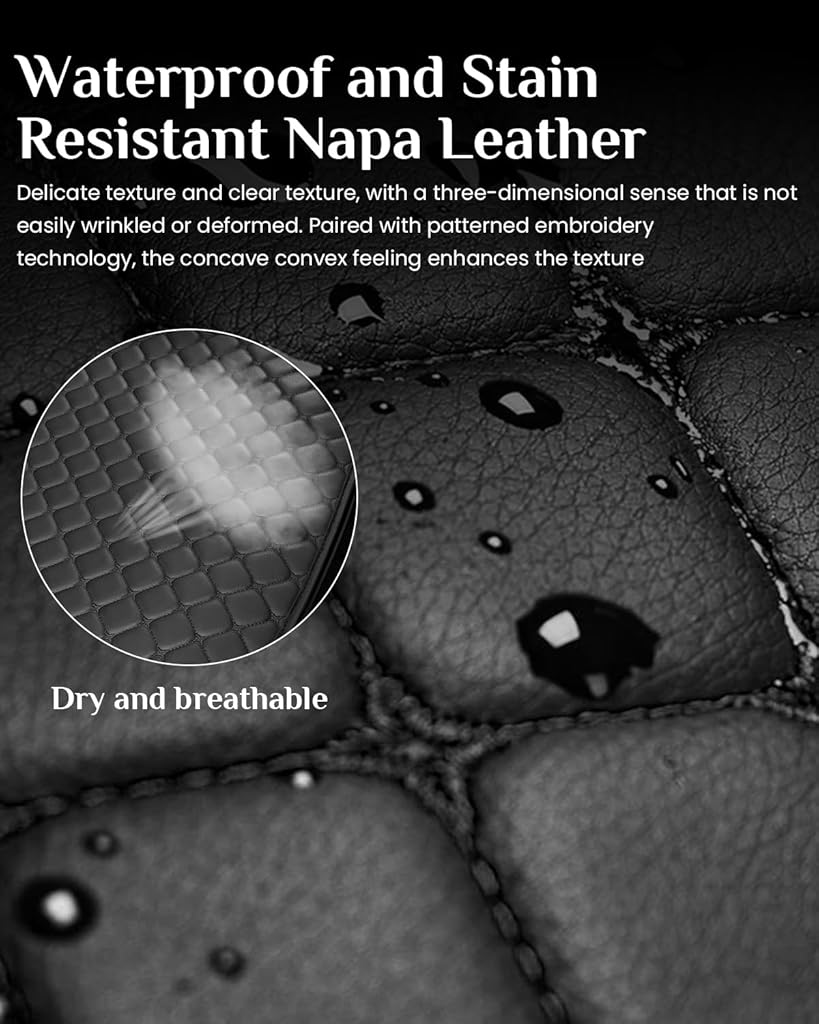 STHIRA® 9PCS Black PU Leather Car Seat Covers with Anti-Slip Silicone Dot and Storage Pouch Ultimate Comfort Durability Protection for Front Rear Seats Scratch Spill Resistant