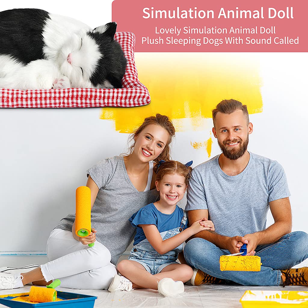 PATPAT Sleeping Cat Toy,Plush Dolls, Stuffed Toys Cute Simulation Doll Collection Bamboo Charcoal Stuffed Puppy Animals Toy with Mat(25*20cm) (Style 3)