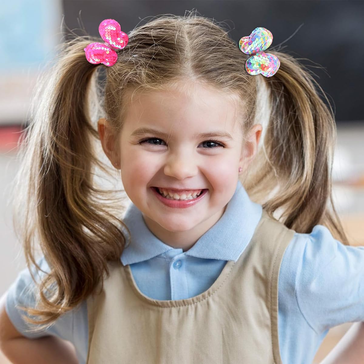 PALAY 6 Pcs Sequins Butterfly Scrunchies for Girls Bows Scrunchies Butterfly Scrunchies Hair Accessories for Girls Stylish Glittering Butterfly Scrunchies for Girls