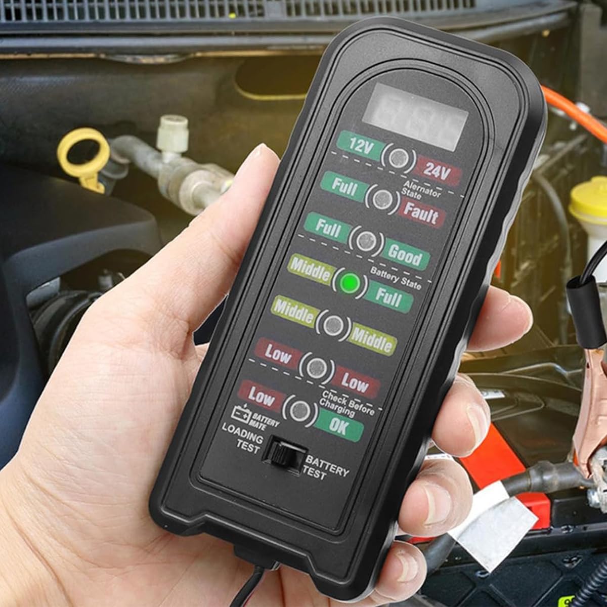 Serplex 12V/24V Car Battery Tester Generator Tester Automotive, Battery Monitor Analyzer Universal Vehicle Battery Tester with LED Indicator Car Battery Trouble Shooting Universal Battery Tester