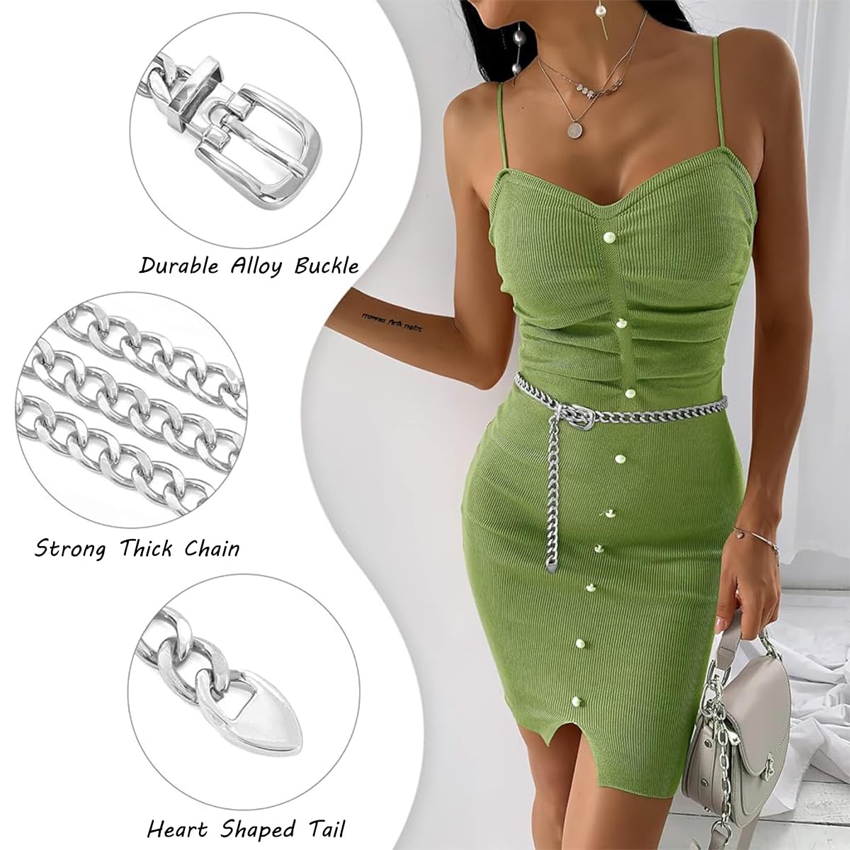 ZIBUYU Women Waist Chain Belt Girls Adjustable