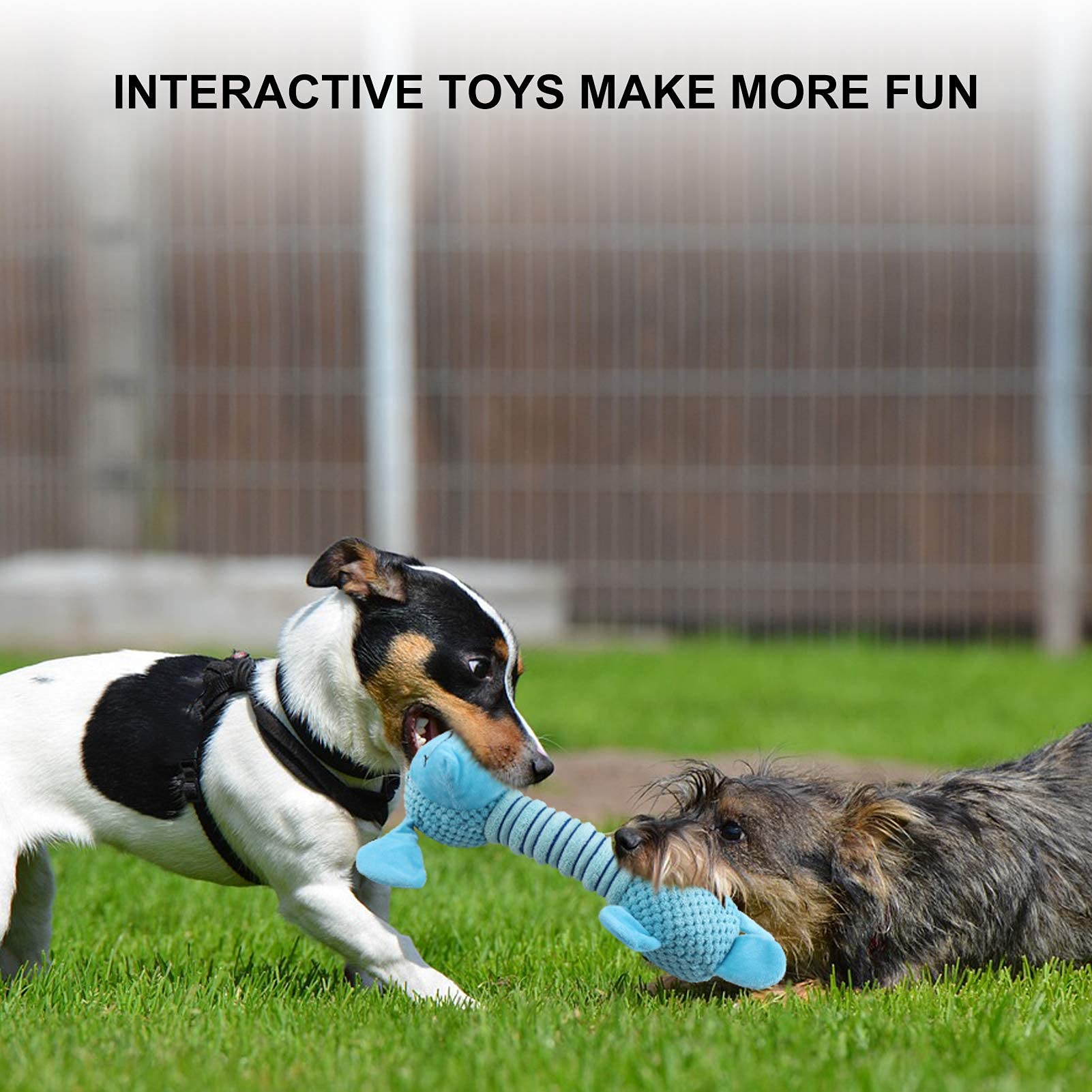 Qpets Plush Dog Toys with Long Neck Interactive Dog Squeaky Toys Durable Chew Toys for Teeth Cleaning Long Stuffed Animals Dog Training Toys Dog Soft Toy for Puppy Small Dogs (Blue Dog)