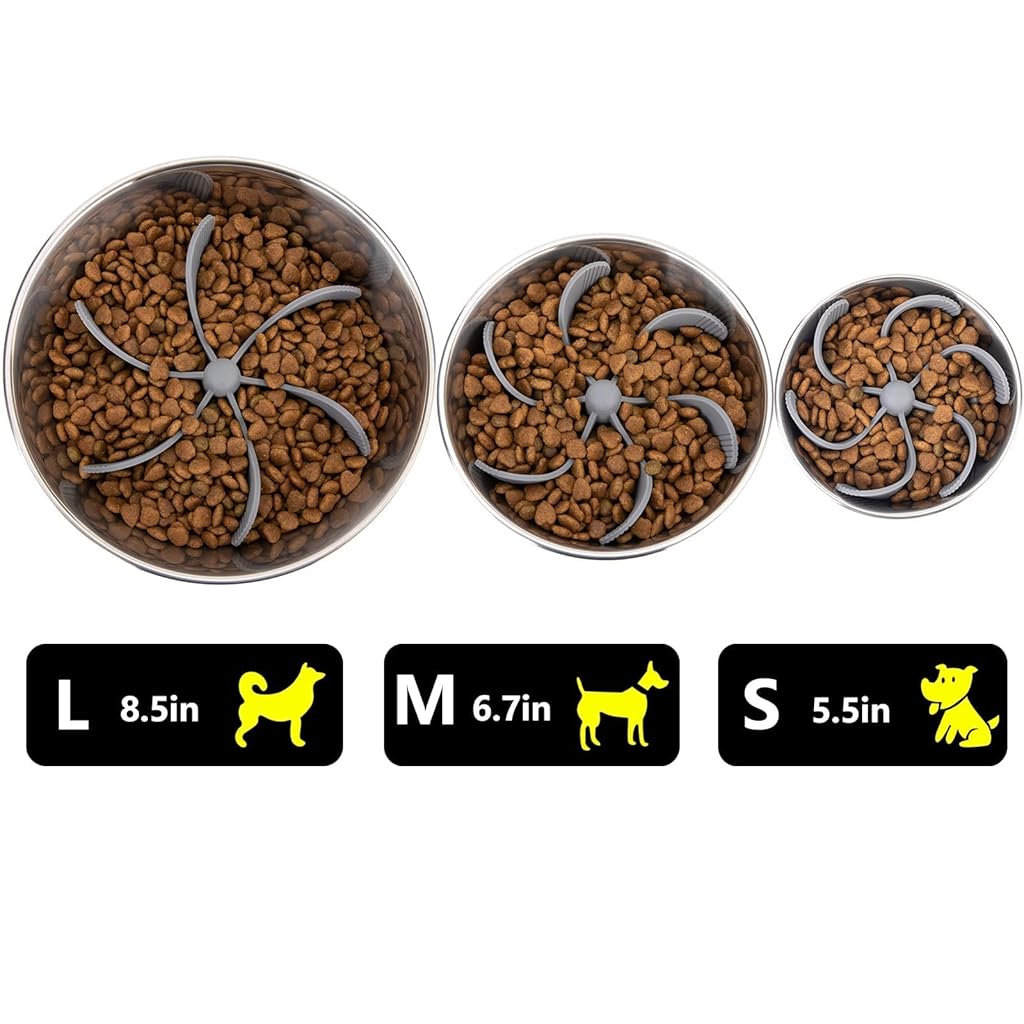 Qpets® Cat and Dog Feeder Slow Healthy Pet Bowl Silicone Spiral Feeding Wet Dry Separation Aiding Digestion Suction Cups Compatible with 5.5-8.5 Inch Bowls 2PCS