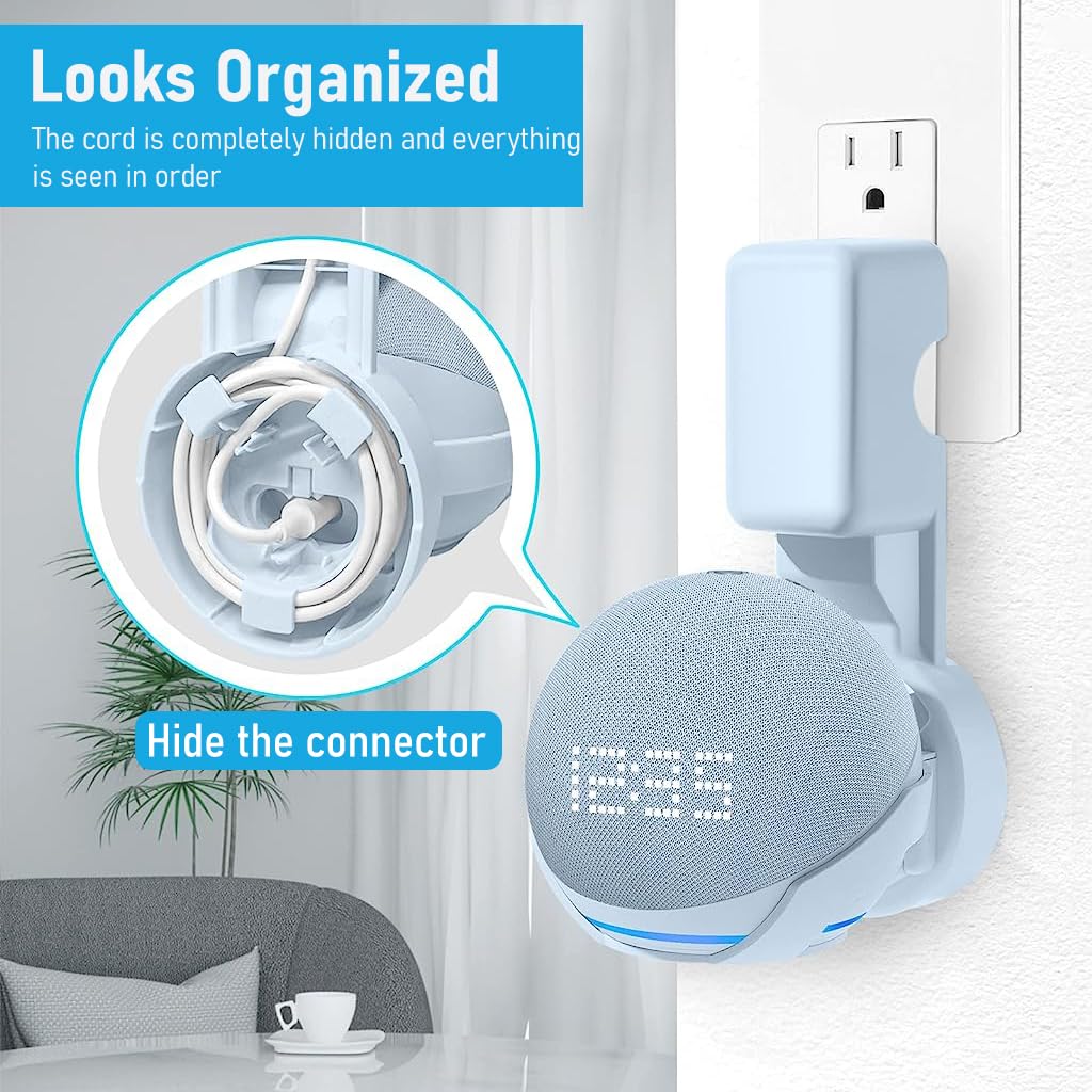 ZORBES Wall Mount for Alexa Echo Dot, Outlet Hanger Stand for Echo Dot (5th & 4th Gen) Alexa Echo Dot Holder with Cable Management, Alexa Wall Mount Alexa Echo Dot Accessories (Holder Only)