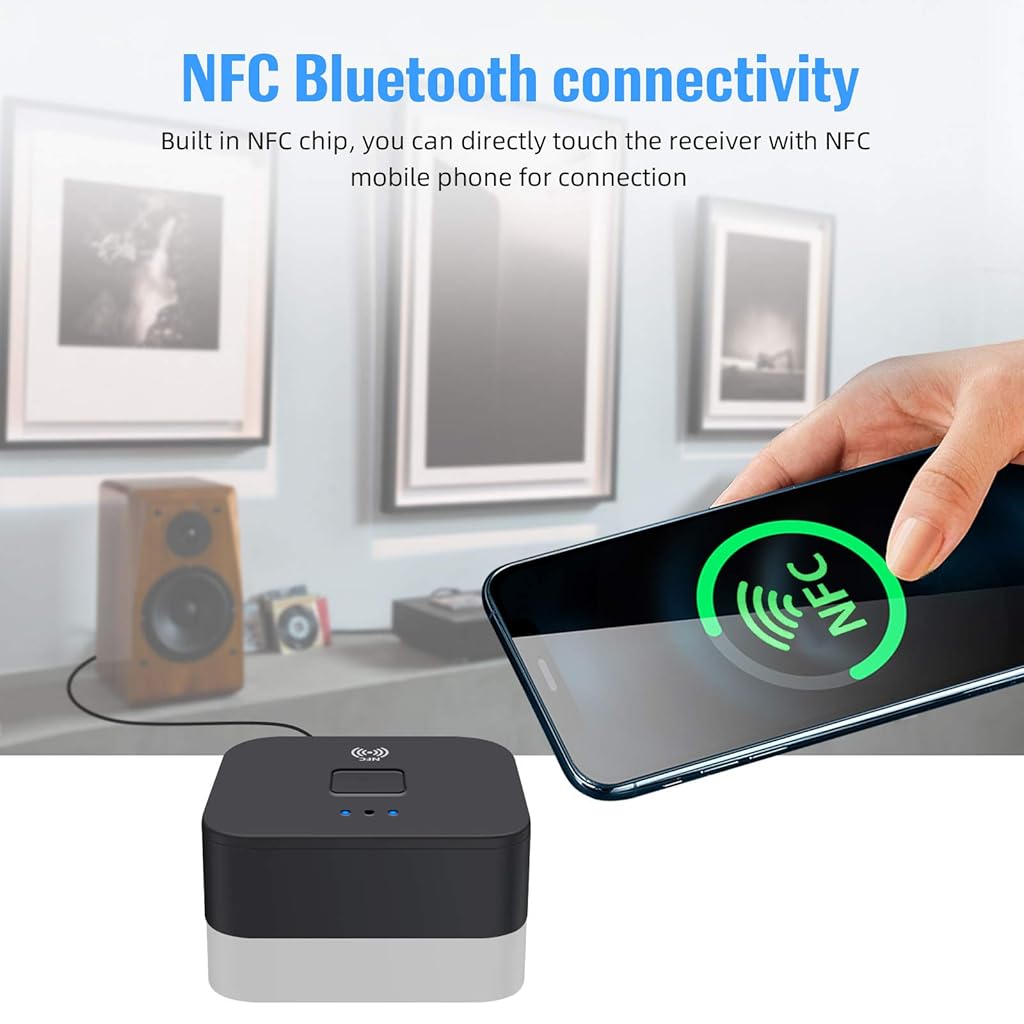 Verilux® Bluetooth 5.0 Audio Receiver with NFC Wireless Function 3.5mm AUX/RCA Input, Bluetooth Connector Streaming Music from Phone/Tablet/PC to Home Theatre Car Stereo Music System for Speaker