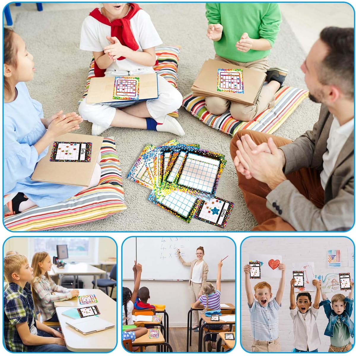 HASTHIP 30 Sheet Classroom Reward Chart, Reward Chart for Kids, Blank Print Reward Sticker Chart with 30 Sheet Smile Star Sticker for Kids Students Classroom Teaching or Family Using