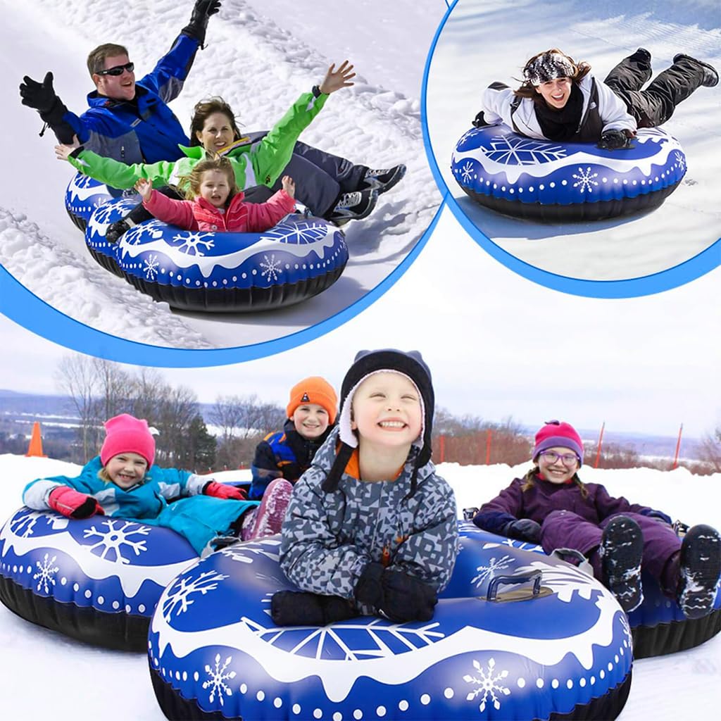 Proberos Inflatable Snow Tube 47 inches PVC Snow Tubing 0.8mm Thicken Wear Resistant Snow Tube with Handle Mountain Snow Tube for Kids, Adults Winter Portable Outdoor Snow Tube