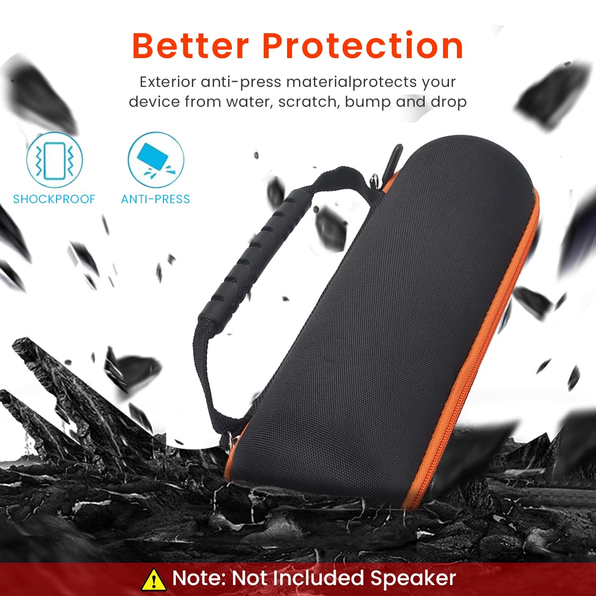 Verilux Portable Carrying Hard Case Cover for JBL Flip 6, Carry Bag for JBL Flip 6 Anti-Scratch Carry Bag for JBL Flip 6 Bluetooth Speaker Portable Carabiner Hard Shell Case with Adjustable Strap & Carabiner