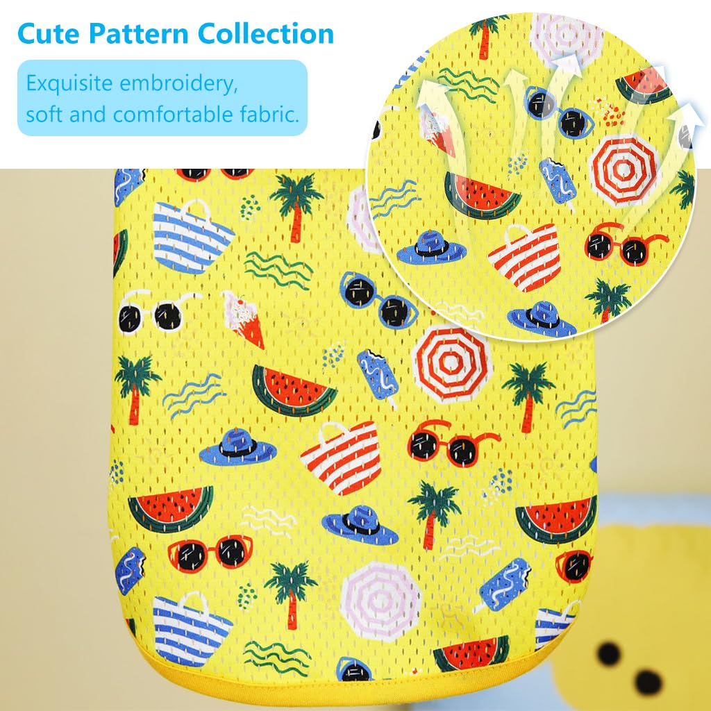Qpets 2 Pack Dog Clothes Lovely Print Shirt for Small Dogs Yellow & Blue Summer Breathable Dog Vest Stretchy Dog Clothes Sleeveless Dog Clothes for Small Dogs, Cat (Size: M, Yellow+Blue)