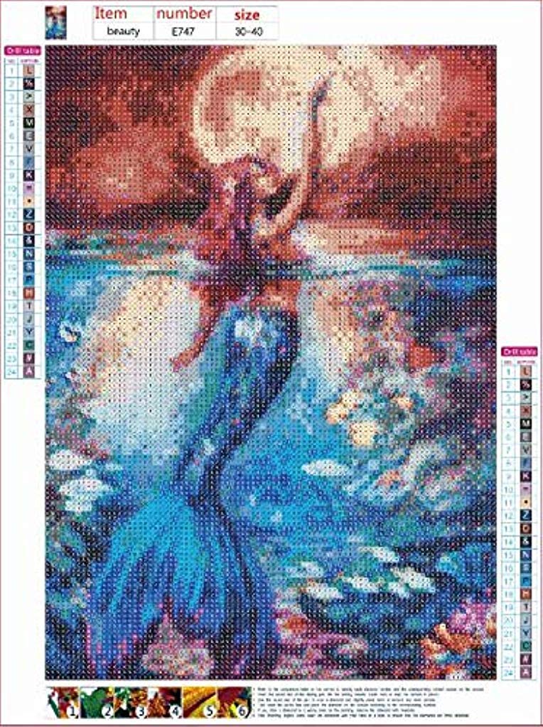 HASTHIP DIY 5D Full Drill Diamond Painting, Rhinestone Pasted Cross Stitch Blue Owl Pattern for Home Wall Decoration (Mermaid)
