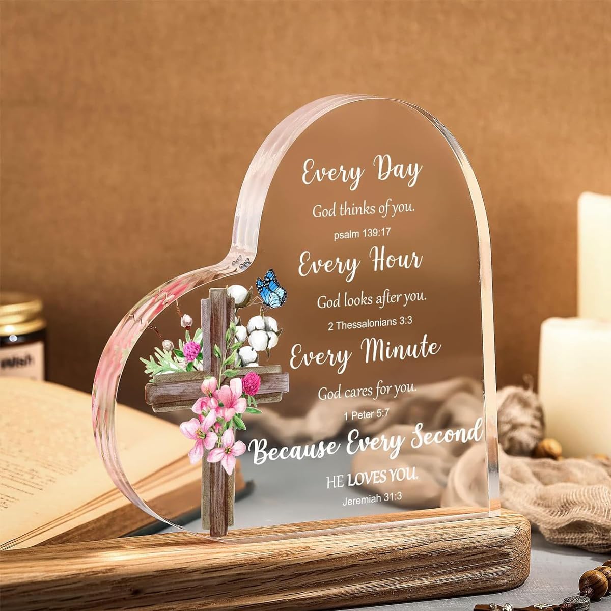 HASTHIP Christian Gifts for Women Inspirational Gifts for Women Religious, Bible Verse and Encouragement Spiritual Gifts, Gifts for Women, Mom, Friend, Sister-Acrylic Hearts Plaques