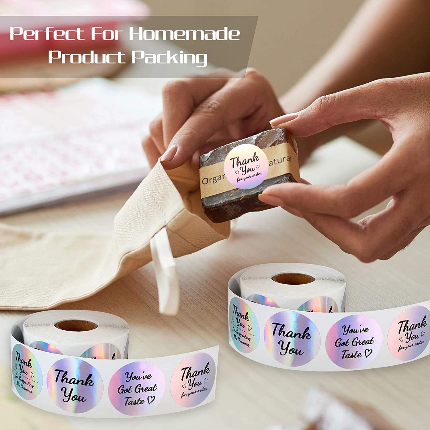 HASTHIP Pretty 500pcs Round Floral Thank You Stickers Seal Label for Favor Party Handmade Envelope Stationery Sticker