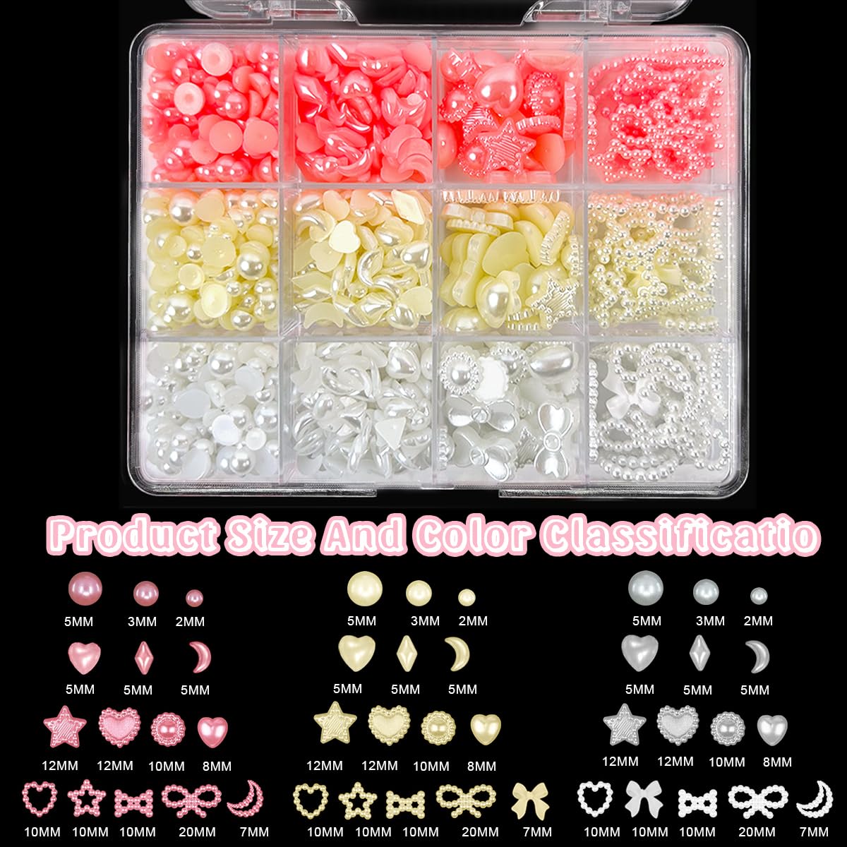 MAYCREATE Nail Sequins Kit 12-Grid Gold Pink Flower Nail Glitter Sequins, Craft Nail Art Kit Supplies Heart Butterfly Nail Sequin Flakes for DIY Nail Decorations Salon Tools